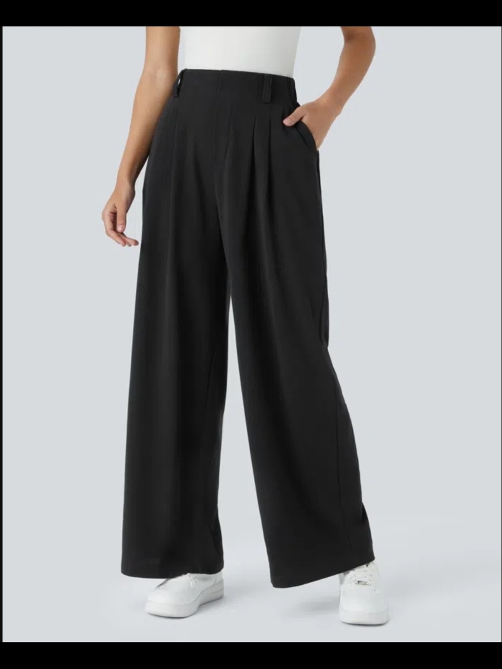 NWT XL Tall HALARA Black Wide-Leg High-Rise Trousers